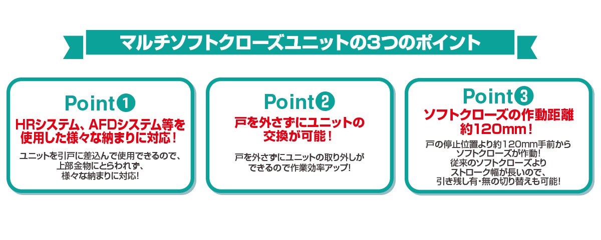 マルチソフトクローズユニット3つのポイント